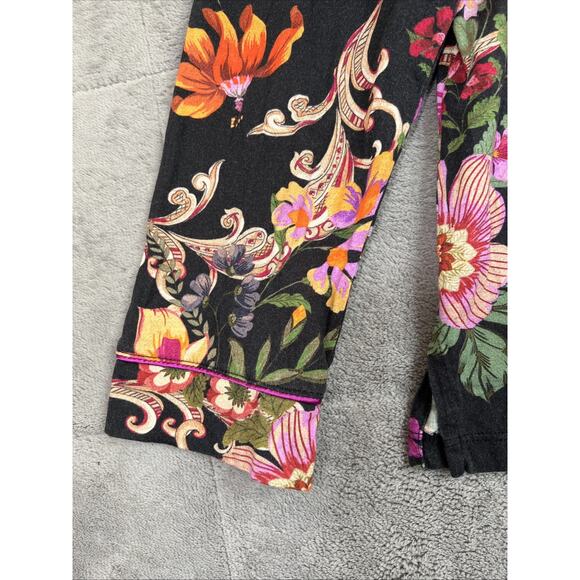 Johnny Was Pajama Top Large Womens Colorful Soft Dark Floral Stretch Cotton Boho - Picture 7 of 12